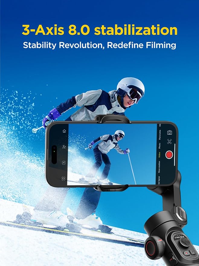 Gimbal Stabilizer for Smartphone, iPhone Gimbal w/Focus Wheel Face/Object - Image 2