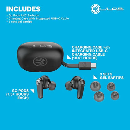 JLab Go Pods ANC True Wireless Bluetooth Earbuds & Charging Case, Hybrid Active - Image 8
