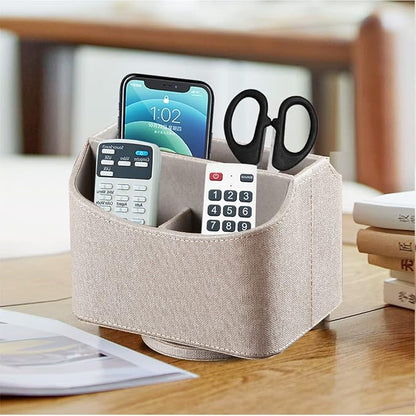 Fanousy 360° Rotating Remote Control Holder, PU Leather TV Remote Caddy - Image 5