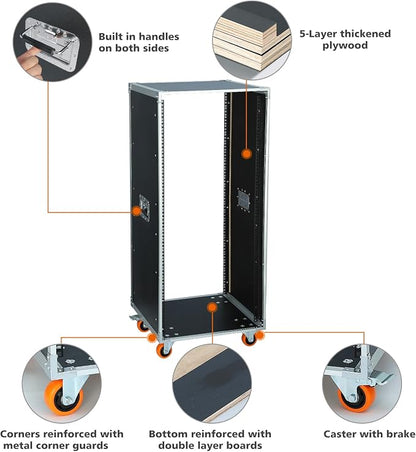AV Gear Rack 24U Home Audio & Video Stage Stereo Equipment Storage Cabinet - Image 4