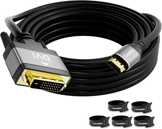 HDMI to DVI Cable 10FT, Bi-Directional DVI to HDMI Male to Male Cord, HDMI A to by Conable