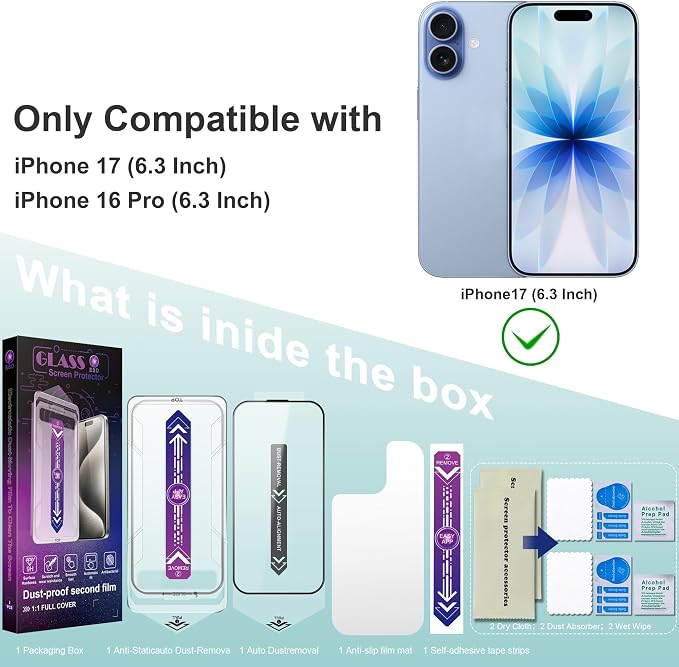 Screen Protector for iPhone 17, iPhone 16 Pro 6.3-Inch, 2 Pack, 9H Tempered - Image 6