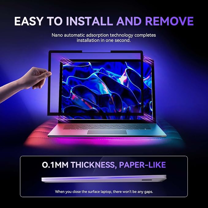 Privacy Screen for Surface Laptop 6/5/4/3-15 Inch, Removable Computer Screen - Image 3