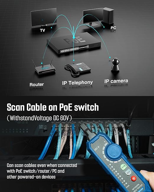 TESMEN TLP-900AR Network Cable Tester, Continuity, RJ11 RJ45, - Image 4