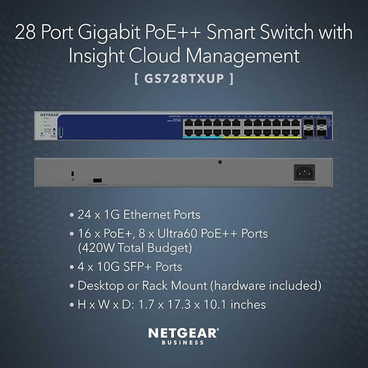 NETGEAR 28-Port Ultra60 PoE+ Gigabit Ethernet Smart Switch - Image 2