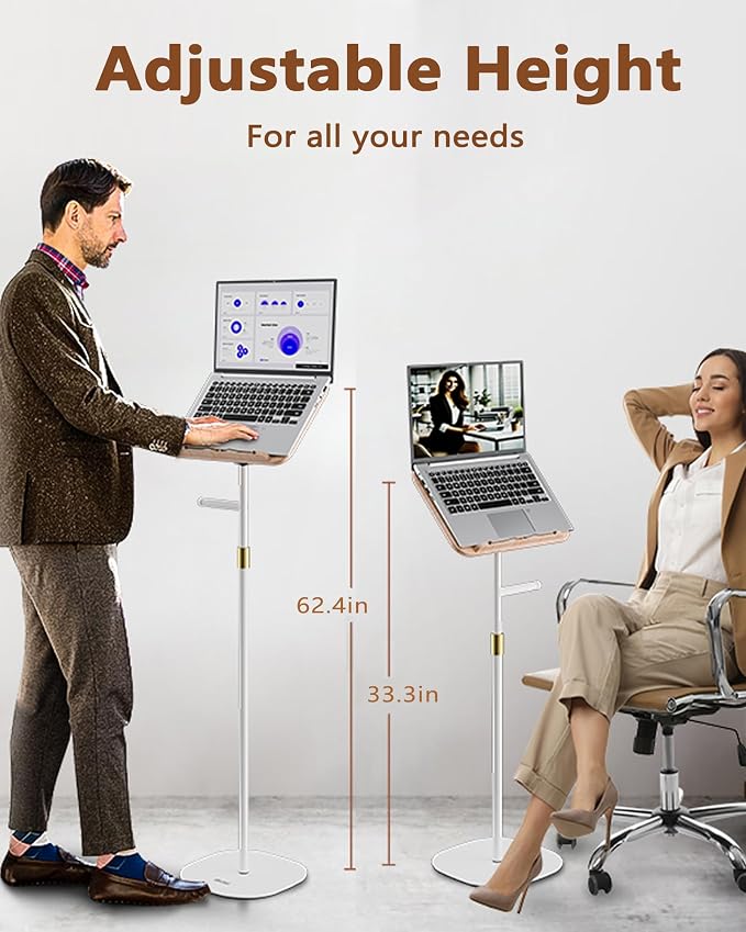Laptop Stand Floor, Tablet Floor Stands Adjustable Height, Tall Laptop Podium - Image 2
