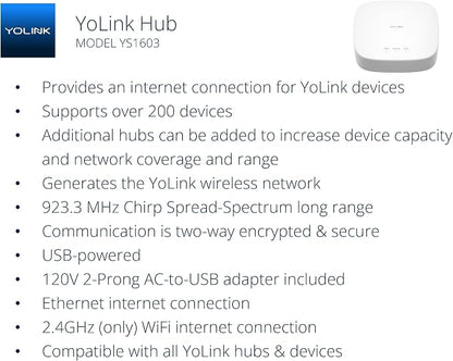 YoLink Smart Home Starter Kit: Hub & Water Leak Sensor 1, LoRa Up to 1/4 Mile - Image 3