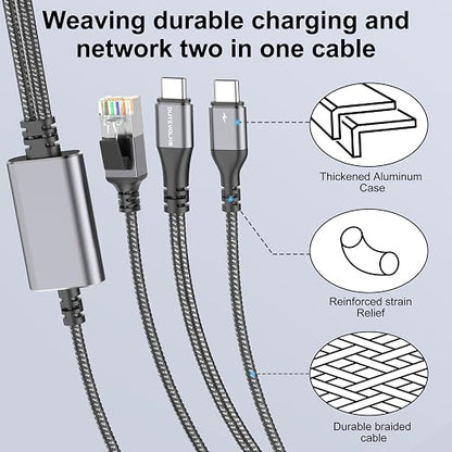 USB C to Ethernet Cable with Charging 6.6 Feet, USB-C Male 100W PD & Gigabit - Image 6