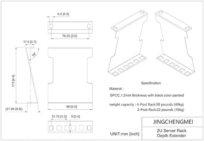 2U Server Rack Depth Extender - Image 4
