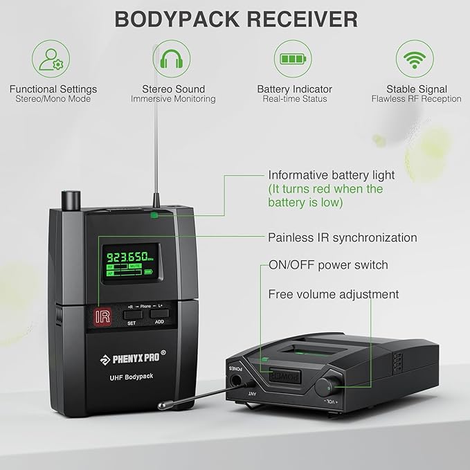 Phenyx Pro Wireless in Ear Monitor System, True Stereo UHF IEM, in Ear Monitors - Image 3