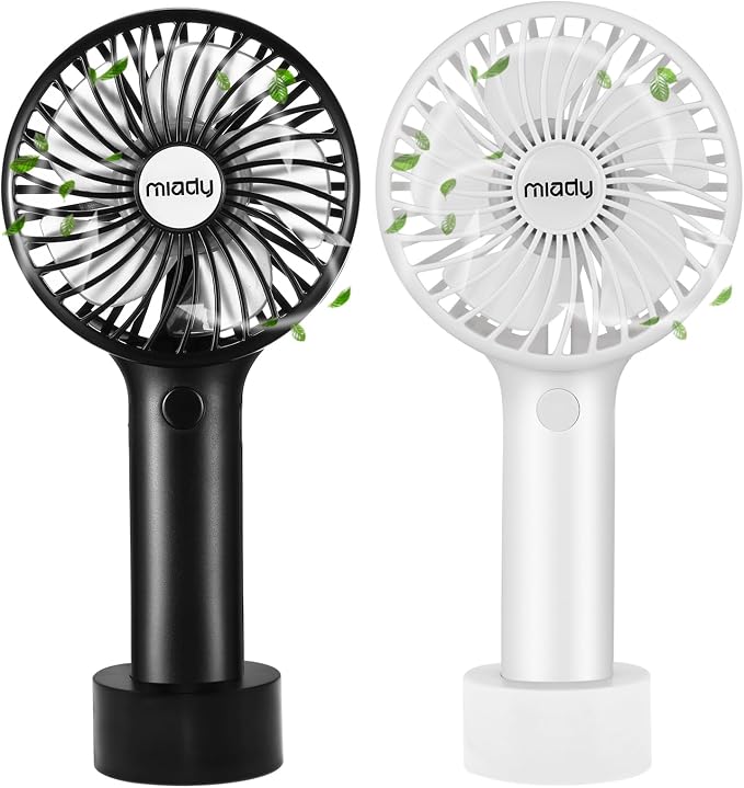 Miady 2-Pack Upgraded 5000mAh Portable Handheld Fan 3 Speed Mini USB Strong by Miady
