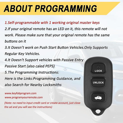 Vurkcy Key Fob Replacement for 2002-2006 Toyota Camry/ 03-08 Matrix/ 99-03 - Image 6