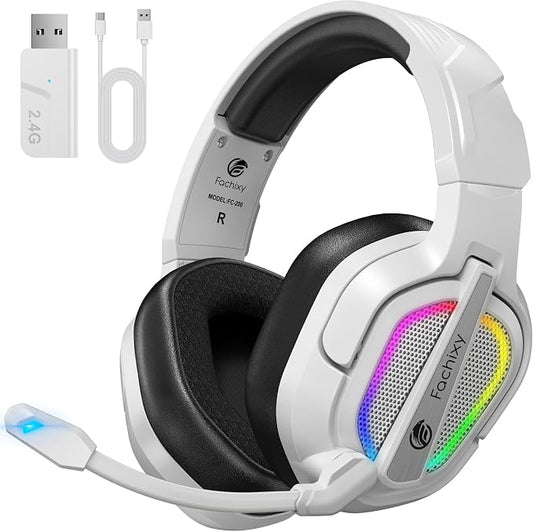 FC200 Wireless Gaming Headset for PS5, PS4-2.4GHz USB Foldable Headphones by FachixyUS
