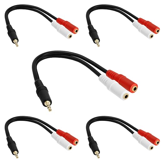 Cmple - 5 Pack 3.5mm Audio Stereo Y Splitter Extension Cable - 2 Ports 3.5mm by Cmple