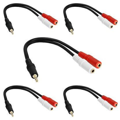 Cmple - 5 Pack 3.5mm Audio Stereo Y Splitter Extension Cable - 2 Ports 3.5mm by Cmple