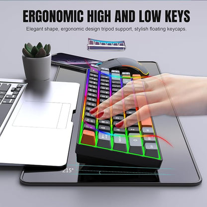 Snpurdiri 60% Wireless Gaming Keyboard and Mouse Combo, Rainbow Backlit - Image 3