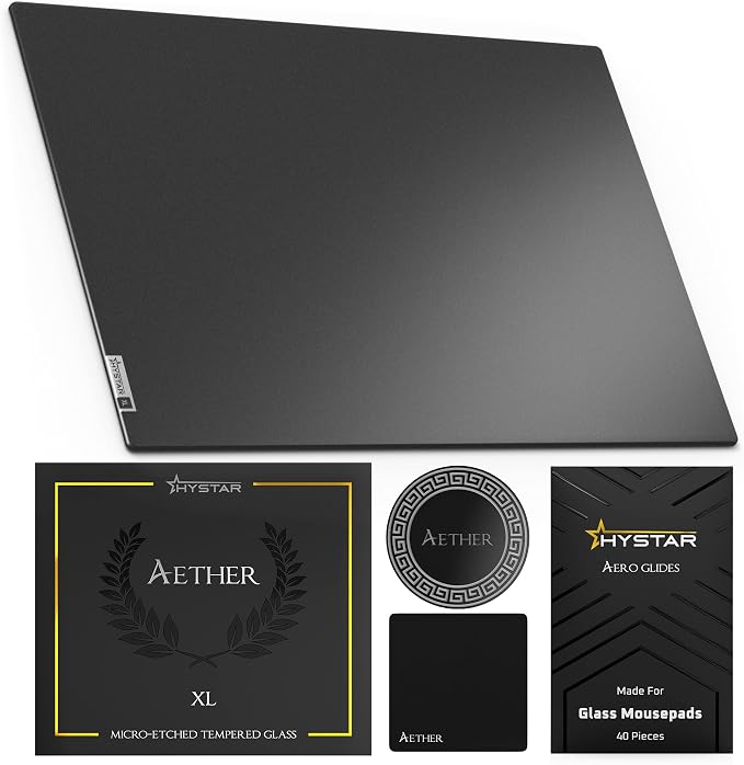 Hystar Aether Glass Gaming Mousepad | Micro-Etched Tempered Glass | Quiet by Hystar