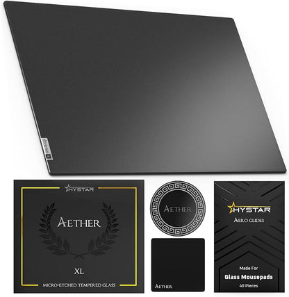 Hystar Aether Glass Gaming Mousepad | Micro-Etched Tempered Glass | Quiet by Hystar