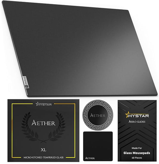 Hystar Aether Glass Gaming Mousepad | Micro-Etched Tempered Glass | Quiet by Hystar