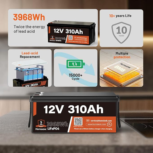 12V 310Ah LiFePO4 Lithium Battery 4PCS– Max. 3968Wh, 15000+ Deep Cycle Battery - Image 2