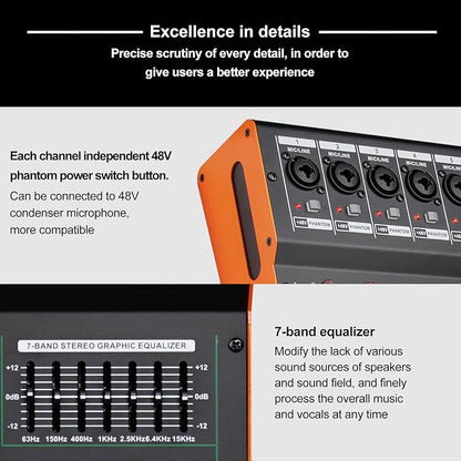 Depusheng TG8 professional dj audio mixer 8 channel input and dual group output - Image 5