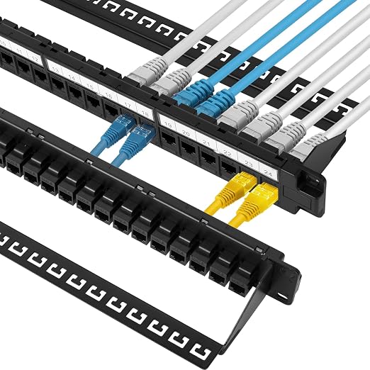 24-Port Cat6 Patch Panel - 10G Ready Rack-Mountable 1U Network Panel by FiberOpticalAccessories