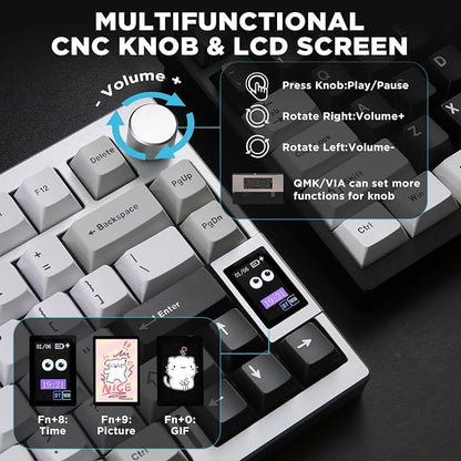YUNZII AL80 Wireless Mechanical Keyboard, Full Aluminum CNC, Smart LCD Display - Image 7