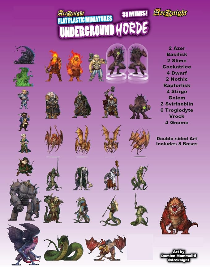 Arcknight Flat Plastic Miniatures: Underground Horde; 31 Unique - Image 2