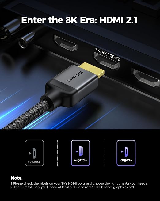 Silkland 10K 8K HDMI 2.1 Cable 15FT, Ultra High Speed HDMI Cable 48Gbps - Image 2