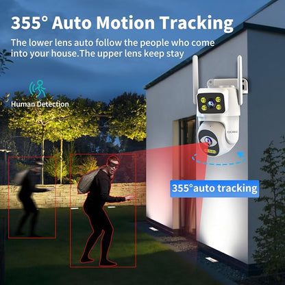 Dual Lens Cameras for Home Security, 2.4G/5G PTZ Outdoor Plug-in Camera - Image 5