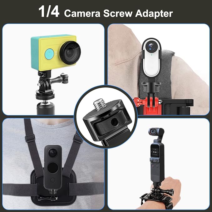 2 Pieces Camera Tripod Mount for Gopro Adapter 360°Adjustable Aluminum Alloy - Image 3