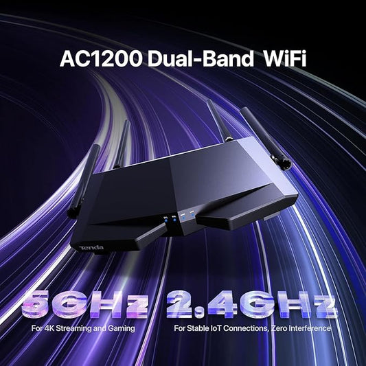Tenda AC1200 Smart WiFi Router, High Speed Dual Band Wireless Internet Router - Image 2