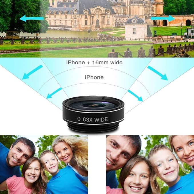 Cell Phone Camera Lens Kit, 11 in 1 Super Wide Angle+ Macro+ Fisheye Lens - Image 3