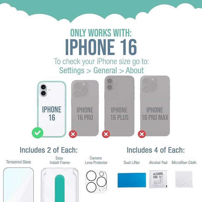 Smartish® iPhone 16 Screen Protector + Camera Lens Covers - Image 6