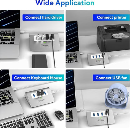 USB 3.0 Hub, Aluminum 4 Port USB Data Hub 3.0 Multi USB Port Expander Dongle - Image 6