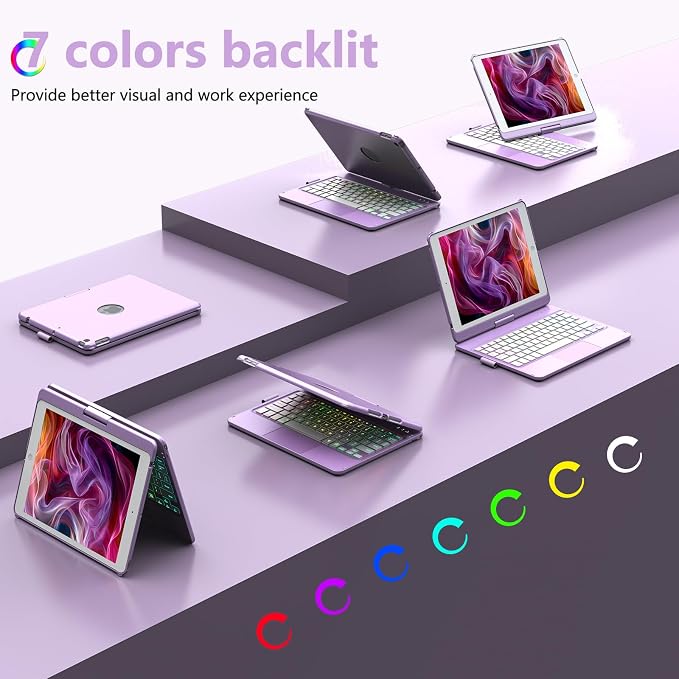 HOTLIFE Case with Keyboard for iPad 10.2, Touch Trackpad Keyboard Case for iPad - Image 3