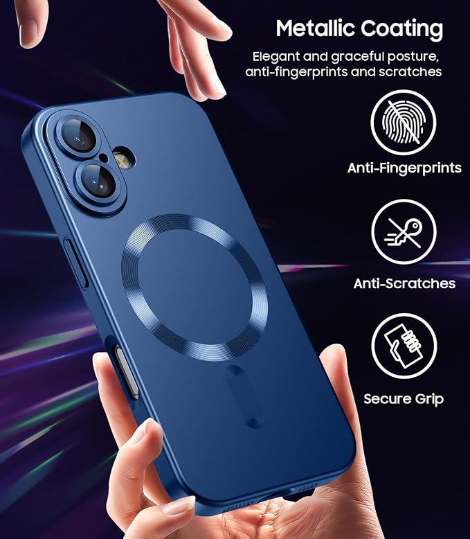 Magnetic for iPhone 16 Plus Case Slim Soft Silicone Bumper Shockproof Metallic - Image 6