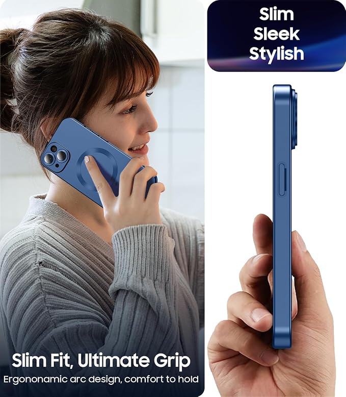 Magnetic for iPhone 14 Plus Case Slim Soft Silicone Bumper Shockproof Metallic - Image 6