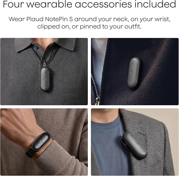 Plaud NotePin S AI Voice Recorder, Wearable AI Notetaker, AI Transcribe & - Image 3