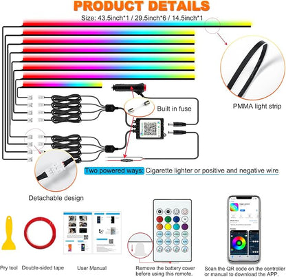 Jushope Interior Car LED Strip Lights, Acrylic LED Lights - Image 5