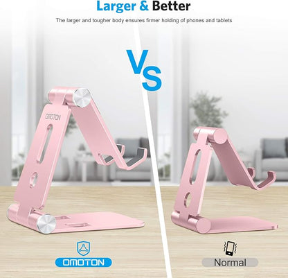 OMOTON Foldable Cell Phone Stand, C4 Portable Aluminum Phone Holder, Adjustable - Image 2