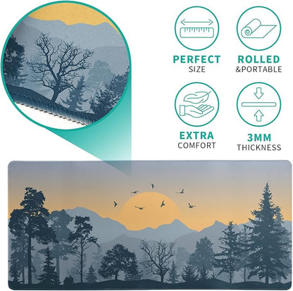 Mountain Gaming Mouse Pad 31.5x11.8 Inch Forest Large Mousepad Extended Grey - Image 5