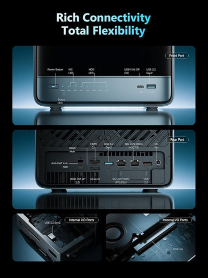 MINISFORUM N5 Pro 5-Bay Desktop AI NAS, AMD Ryzen AI 9 HX PRO 370 CPU, 96GB - Image 9
