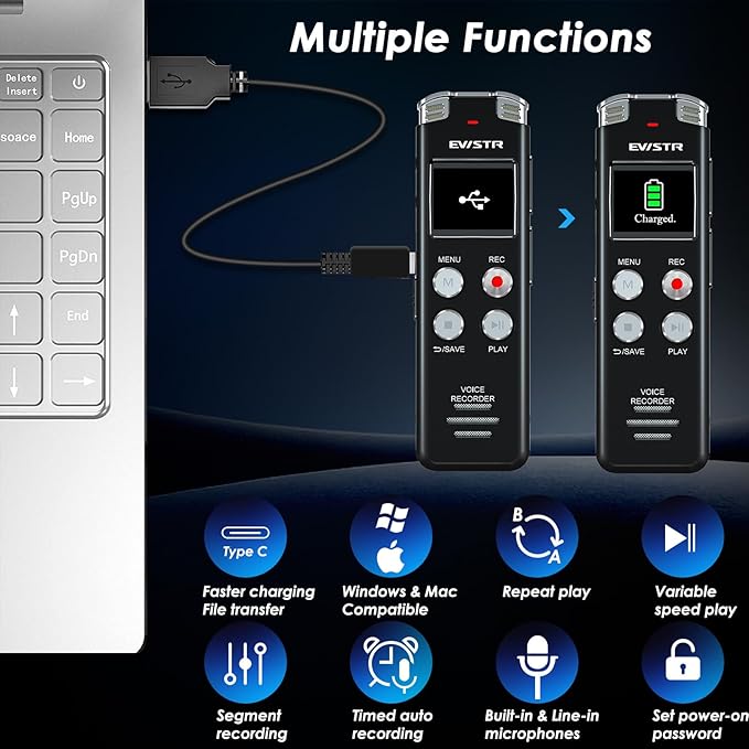 128GB Digital Voice Recorder Voice Activated Recorder - Image 6