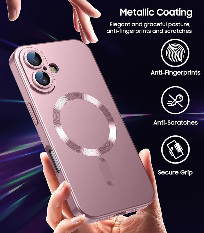 Magnetic for iPhone 16 Plus Case Slim Soft Silicone Bumper Shockproof Metallic - Image 6