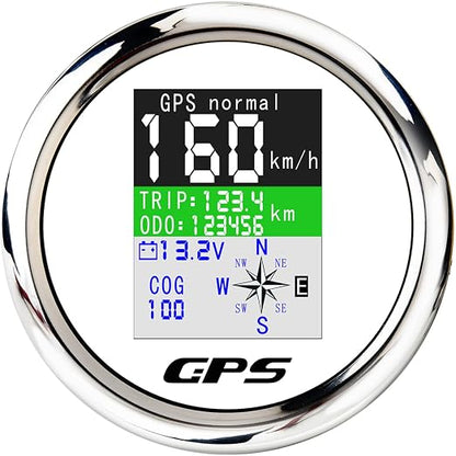 GPS Speedometer 3-3/8" 85mm Boat GPS Speedometer Odometer Waterproof White by MAIMEIMI
