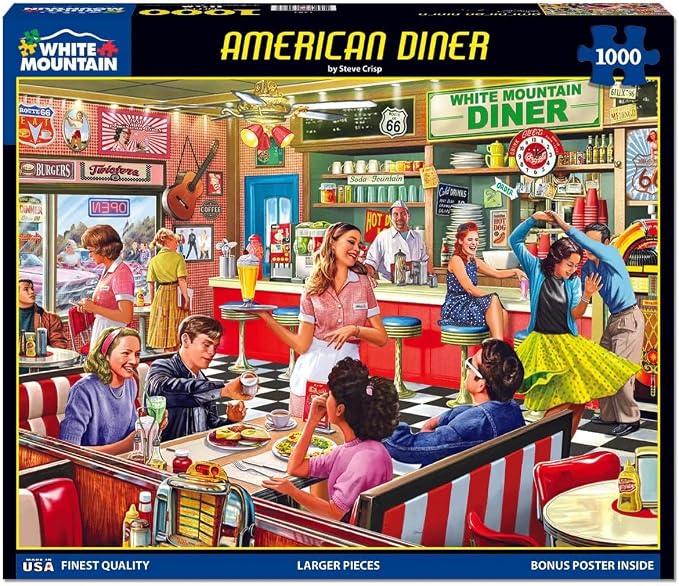 White Mountain Puzzles American Diner, 1000 Piece Jigsaw Puzzle - Image 2