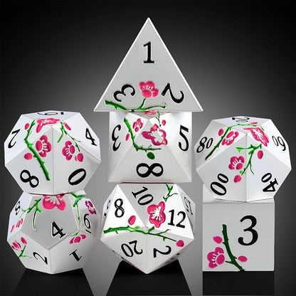 Metal Dungeons and Dragons Dice DNDND 7 PCS Heavy Metallic Flower D&D Dice Set - Image 6