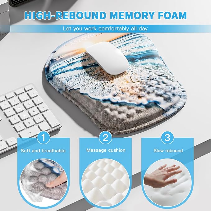 Mouse Pad with Wrist Rest, Ergonomic Mousepads with Wrist Support, Soft Lycra - Image 3