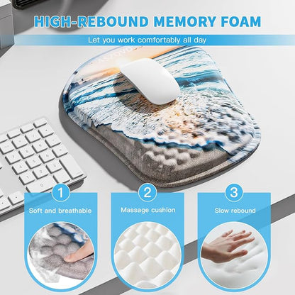 Mouse Pad with Wrist Rest, Ergonomic Mousepads with Wrist Support, Soft Lycra - Image 3